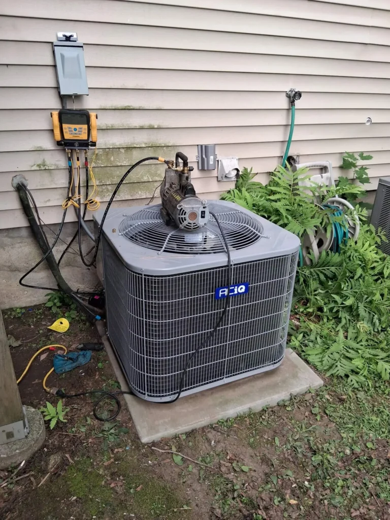ACIQ condensing unit with a vacuum running through the system.